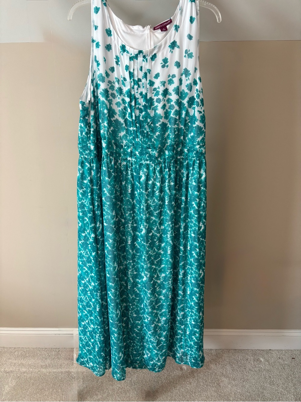 Jessica London White Maxi Dress with Teal Floral Print